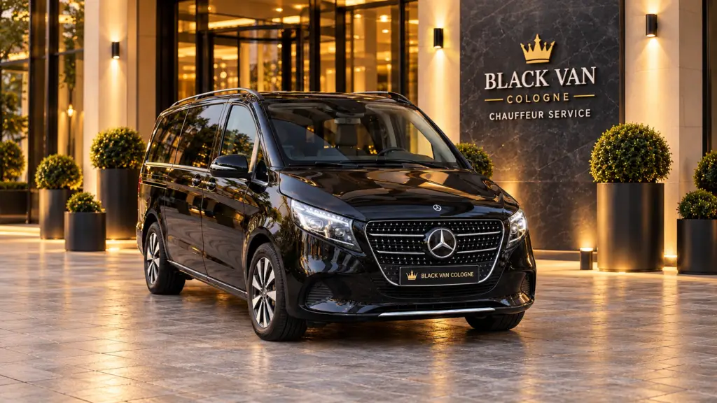 Black Mercedes-Benz V-Class outside a hotel entrance