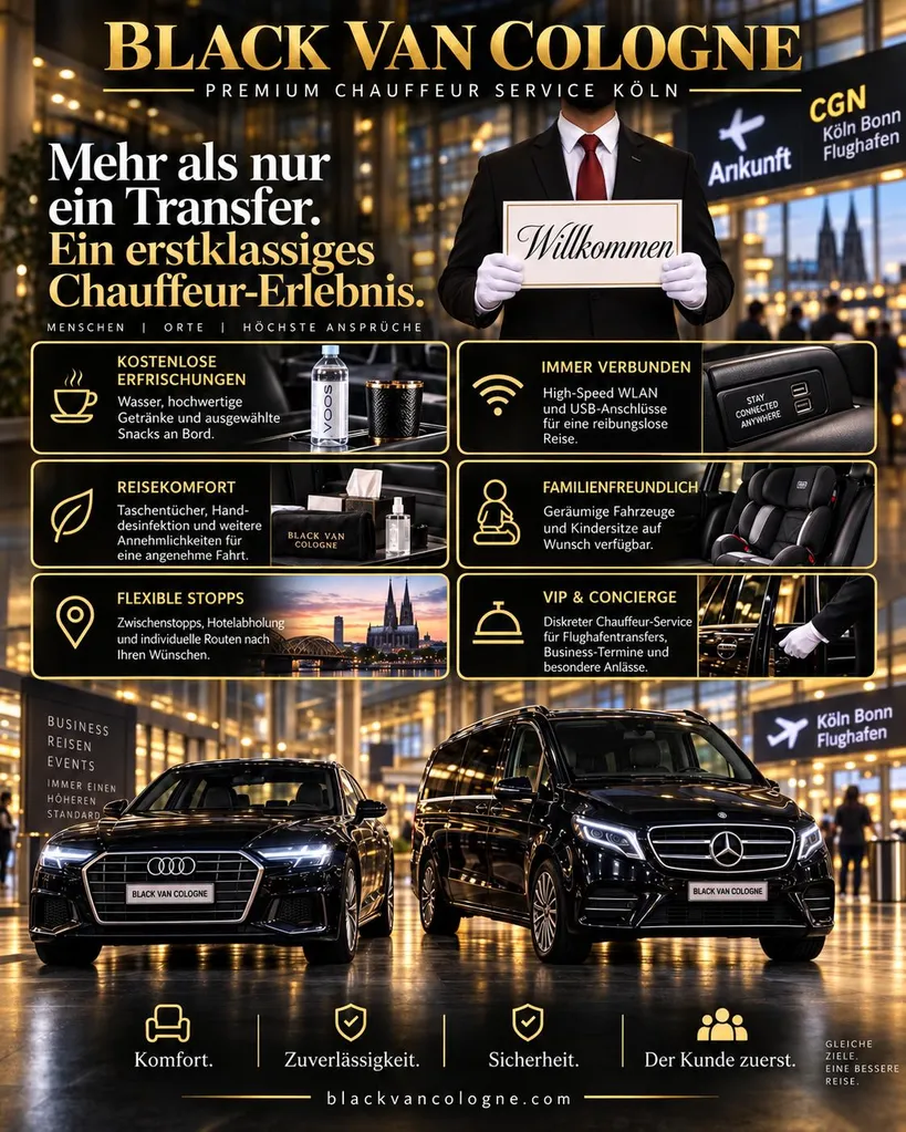 Black Van Cologne – Premium Chauffeurservice Köln, deutschsprachiges Startseitenmotiv